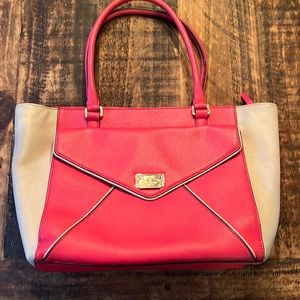 Bright pink and beige purse